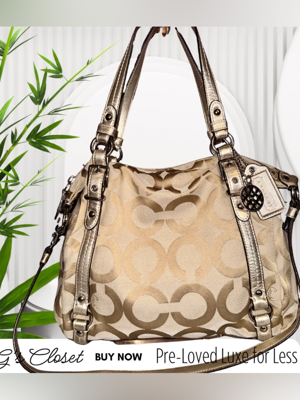 Coach Metallic Gold Signature Shoulder Bag